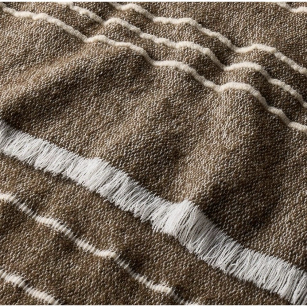 Hearth & Hand Magnolia Throw Blanket Chocolate Brown Cream Stripe Farmhouse Fall - Picture 3 of 4